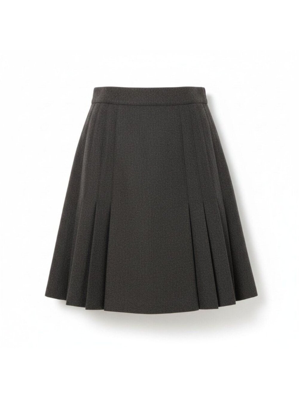 Chanel 90S CC Logo Button Pleated Skirt Brown Wool 36
